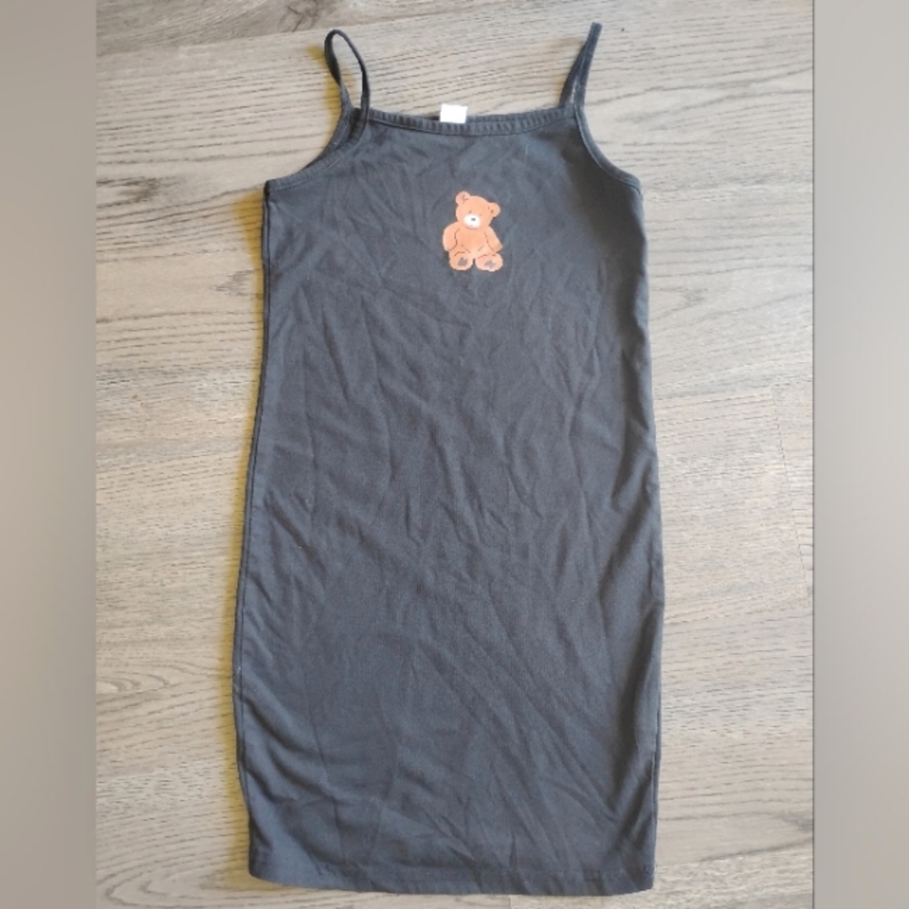 SHEIN Black Dress with Bear Detail Size: 7Y